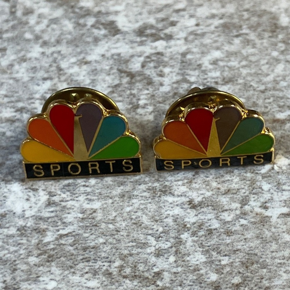 NBC Sports Logo Enamel Pin Set Gold Tone Rainbow Fan Collectible